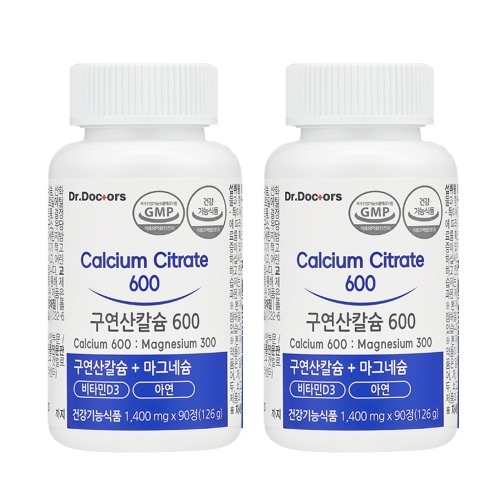 [닥터닥터스]구연산 칼슘 600 (1,400mg x 90정) 2개