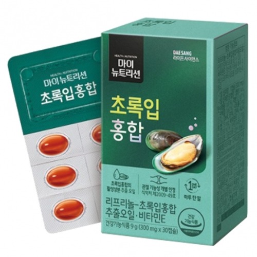 [대상웰라이프] MY Nutrition 초록입홍합 (300 mg x 30캡슐) / 관절기능성 개별인정원료, 초록입홍합추출오일