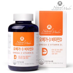 네츄럴메이드 오메가3 비타민D / 1,301mg x 180캡슐 (6개월) 대용량