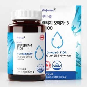 바디스콥 알티지 오메가3 1100 90캡슐 / EPA+DHA 1100mg 혈중 중성지질 혈행 기억력 개선 rTG